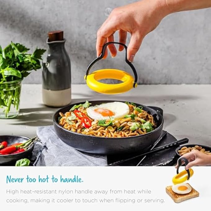 Khazna Fried Egg Mold Silicone Omelette Mold For Breakfast Sandwiches Round Egg Cooker Ring 3In1 Flips Lifts Easy To Make Omelet 2Pcs - Image 2