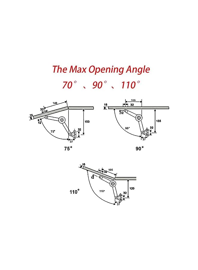 S-TOP Folding Lid Support Hinges, Furniture Lift Up Flap Stay Support Hardware, Kitchen Cabinet Door Adjustable Hinge, for Kitchen Cabinet Door Cupboard Toy Box Lid Lift Up Stay (2 Pieces) - Image 4