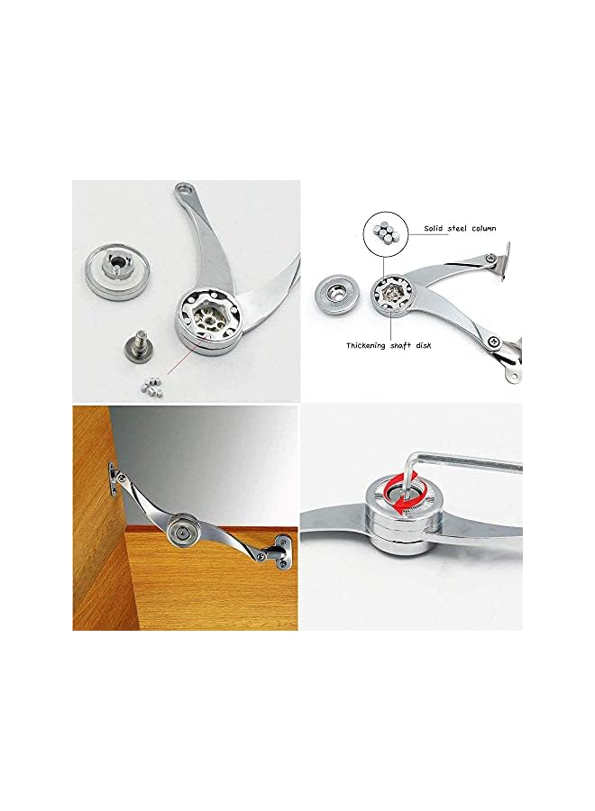 S-TOP Folding Lid Support Hinges, Furniture Lift Up Flap Stay Support Hardware, Kitchen Cabinet Door Adjustable Hinge, for Kitchen Cabinet Door Cupboard Toy Box Lid Lift Up Stay (2 Pieces) - Image 2