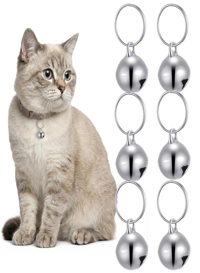 Thrymme 6 Pcs Bell for Cat Collar, Stainless Steel Small Pet Bells Small Bell for Cat Collar Jingle Bells for Pets Collars Charm, Anti-Lost Training, 1/2-Inch, Silver - Image 1