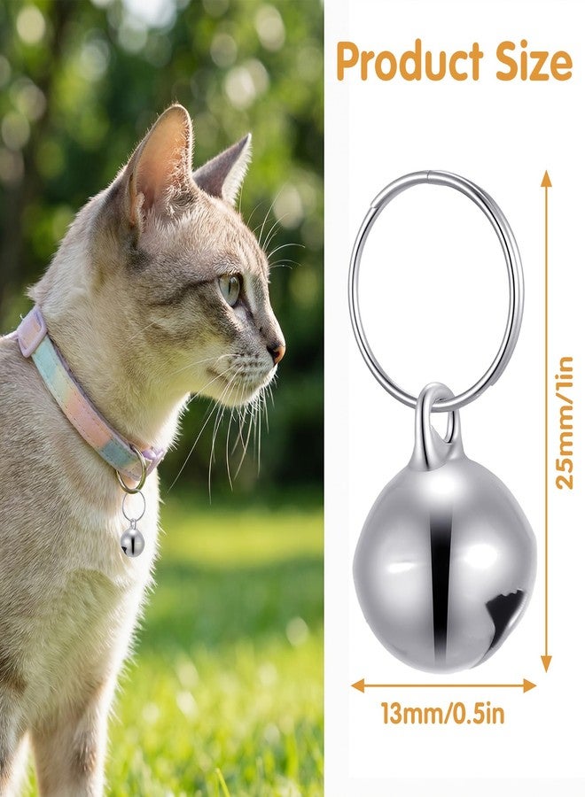 Thrymme 6 Pcs Bell for Cat Collar, Stainless Steel Small Pet Bells Small Bell for Cat Collar Jingle Bells for Pets Collars Charm, Anti-Lost Training, 1/2-Inch, Silver - Image 2