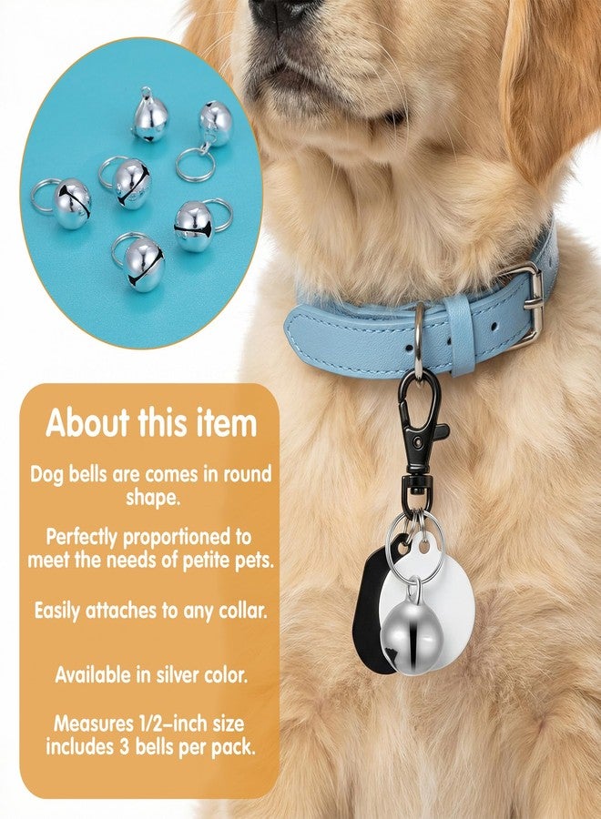 Thrymme 6 Pcs Bell for Cat Collar, Stainless Steel Small Pet Bells Small Bell for Cat Collar Jingle Bells for Pets Collars Charm, Anti-Lost Training, 1/2-Inch, Silver - Image 3