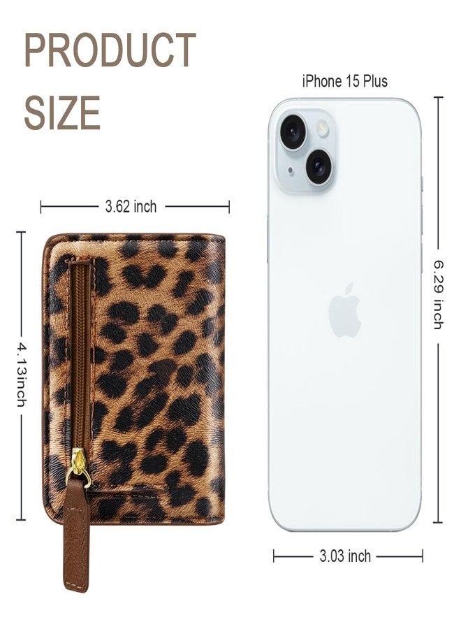Simikol RFID Blocking Small Wallet Compact Bifold Pocket Credit Card Holder Leather Coin Slot Mini Purse with ID Window for Women or Men, Leopard - Image 4