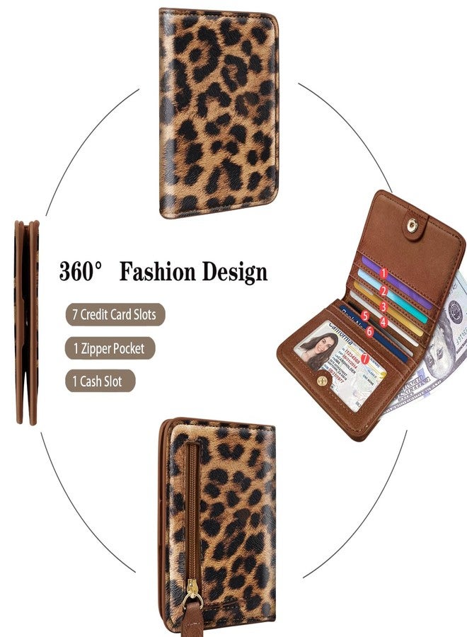 Simikol RFID Blocking Small Wallet Compact Bifold Pocket Credit Card Holder Leather Coin Slot Mini Purse with ID Window for Women or Men, Leopard - Image 5