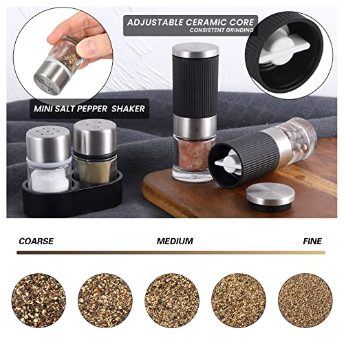 VEVOK CHEF Mini Salt and Pepper Grinder set with 2 Small Salt and Pepper Shakers Portable Cute Tiny Spice Grinder Pepper Mill Salt Grinder for Travel, Work, Camping, Party, School, Lunch Box - Image 5