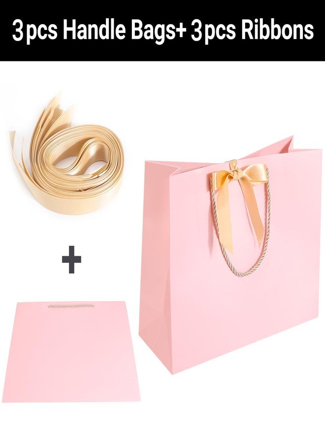 EUSOAR Pink Gift Bags, 3pcs 16"x6"x12" Large Thank You Paper Bags with Ribbons Handles, Gift Wrap Welcome Treat Bags Bulk for Wedding Guest Birthday Bridesmaid Anniversary Holiday Party Favor - Image 4