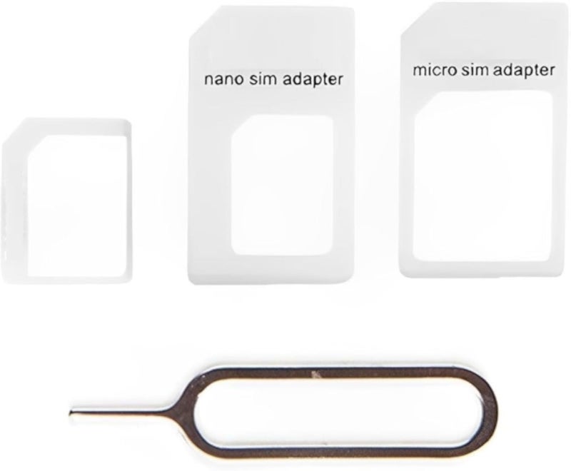 طقم محول بطاقة SIM 4 في 1 مع أداة إخراج - يحول بطاقات Nano وMicro SIM لجميع الهواتف - جودة عالية وسهل الاستخدام