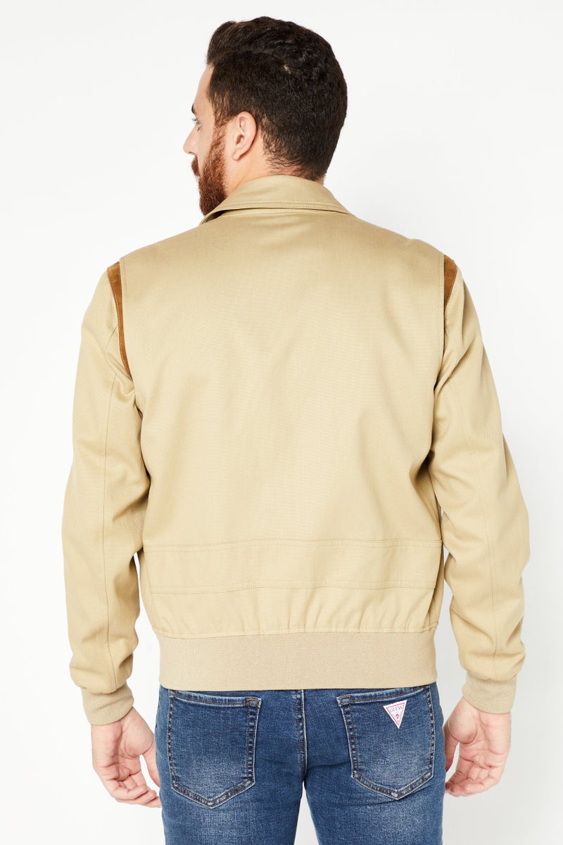 THE KOOPLES Men Long Sleeve Solid Shirt Jacket, Beige  - Image 2