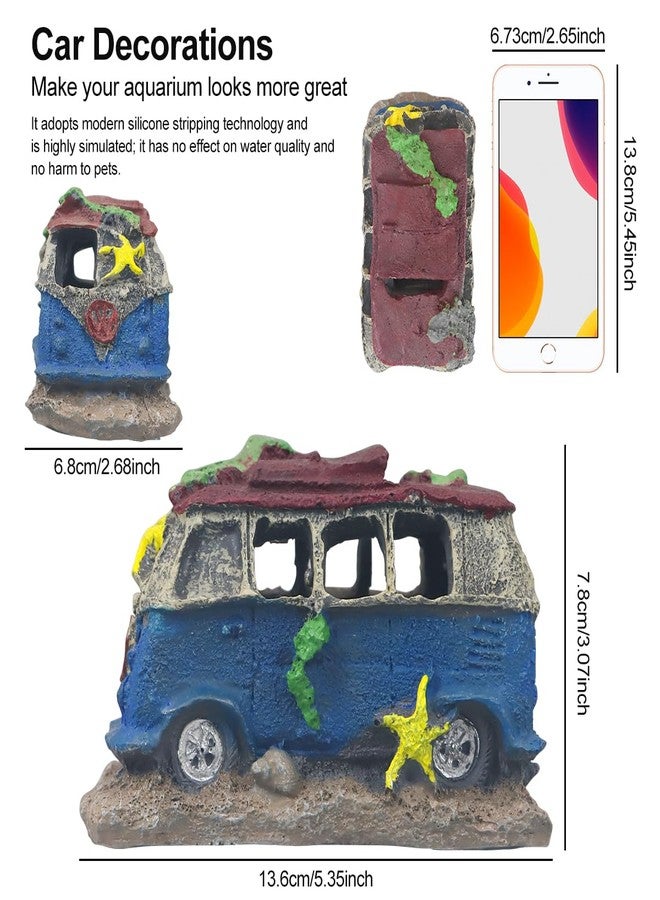 Virekm Aquarium Decorations for Fish Tank - Realistic Resin Rock Cave Hideouts, Safe Fish Tank Ornaments with Natural Design for Betta, Goldfish, Shrimp - Easy to Clean (School Bus) - Image 3