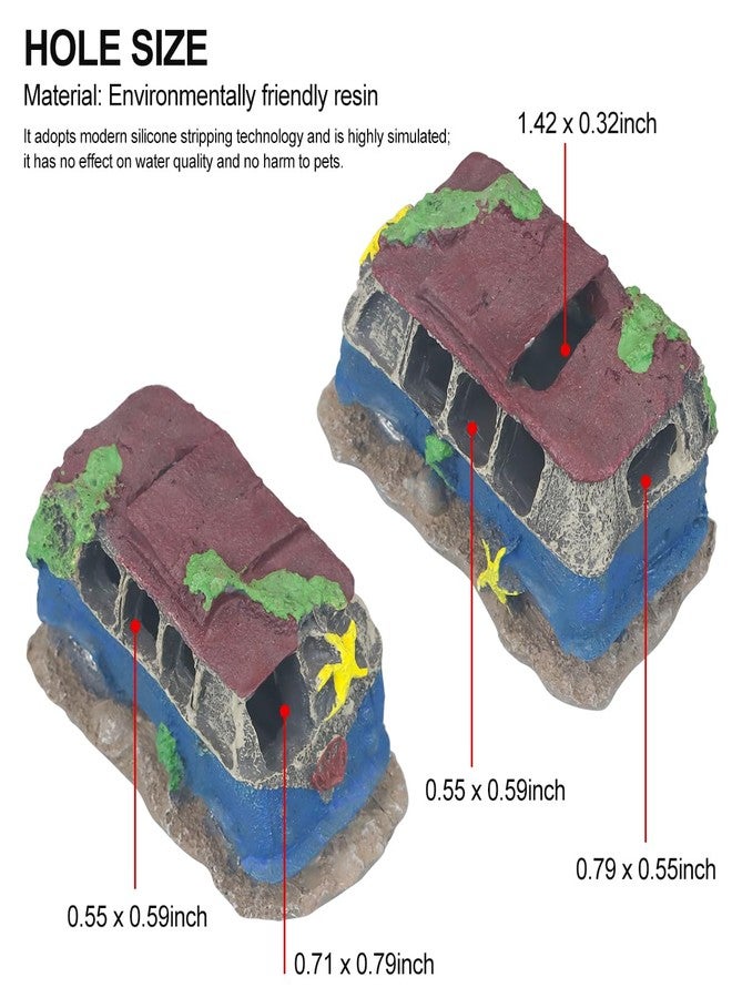 Virekm Aquarium Decorations for Fish Tank - Realistic Resin Rock Cave Hideouts, Safe Fish Tank Ornaments with Natural Design for Betta, Goldfish, Shrimp - Easy to Clean (School Bus) - Image 4