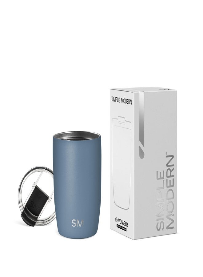 Simple Modern Travel Coffee Mug Tumbler with Flip Lid | Reusable Insulated Stainless Steel Cold Brew Iced Coffee Cup Thermos | Gifts for Women Men Him Her | Voyager Collection | 12oz | Blue Dune - Image 1