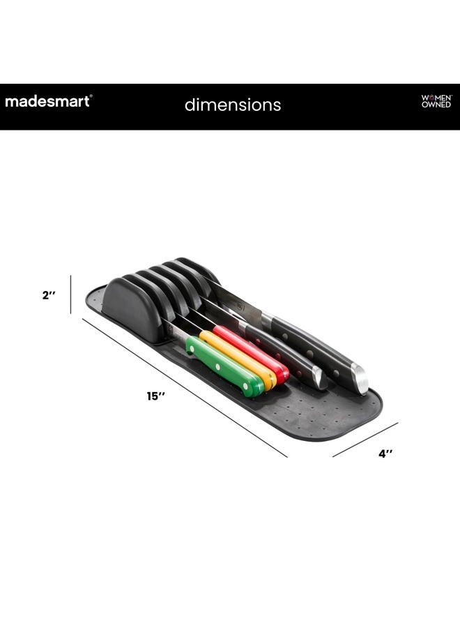 Madesmart Antimicrobial Classic Small In-Drawer Knife Mat, Soft-Grip, Non-Slip Drawer Organizer, Long-Lasting Home Organization, EPA Certified, Carbon - Image 5