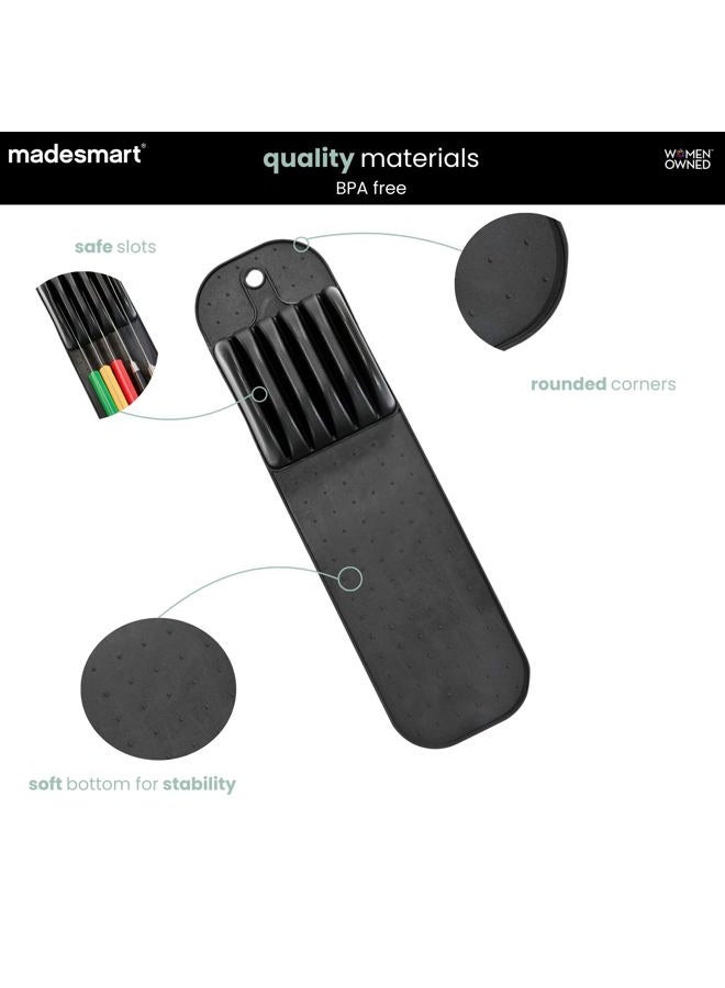 Madesmart Antimicrobial Classic Small In-Drawer Knife Mat, Soft-Grip, Non-Slip Drawer Organizer, Long-Lasting Home Organization, EPA Certified, Carbon - Image 4