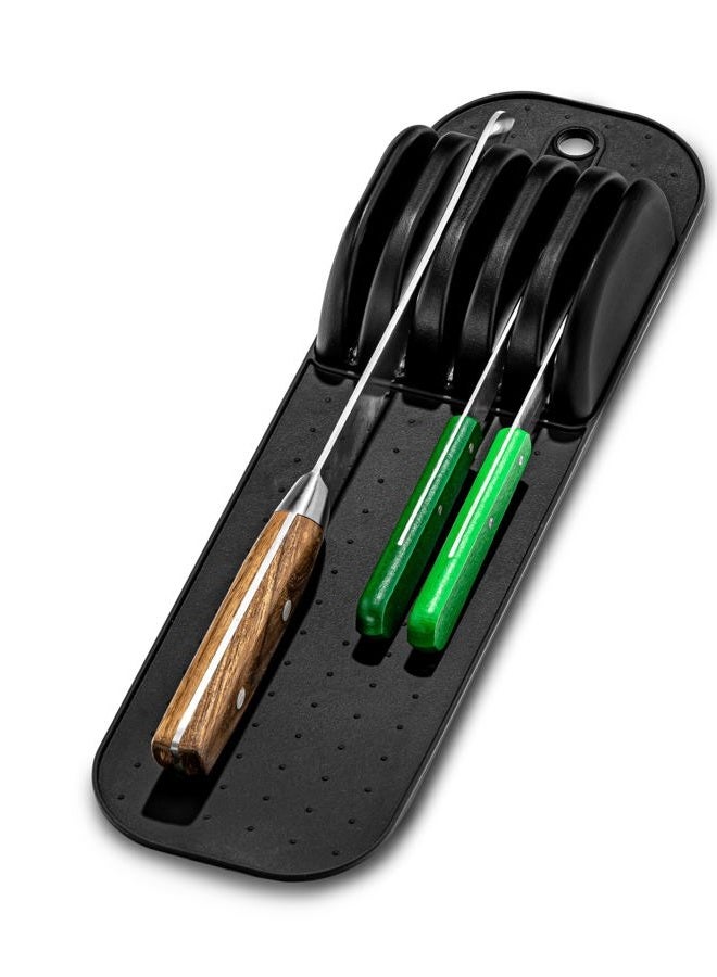 Madesmart Antimicrobial Classic Small In-Drawer Knife Mat, Soft-Grip, Non-Slip Drawer Organizer, Long-Lasting Home Organization, EPA Certified, Carbon - Image 1