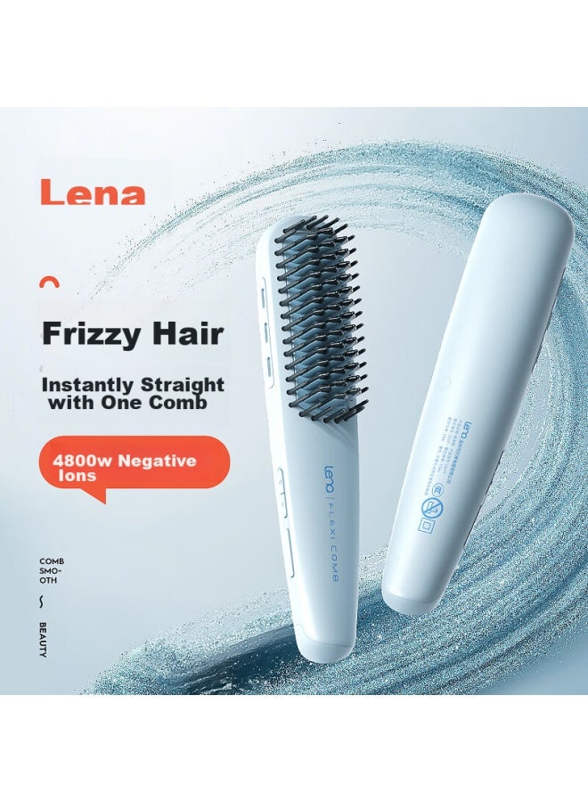 Lena Straight Hair Brush, Negative Ion Flat Iron, Straightening Brush, Inner Folding, Mini Portable Bangs Curling Iron, Hair-friendly, Short Hair Straightening Electric Comb, Volumizing Brush, Ln-f7 - Image 1