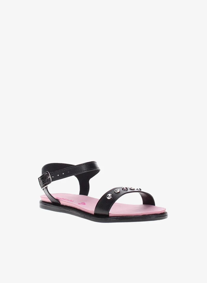 موليكينها Molekinha Junior Girls Sandals With Back Strap Black | Made In Brazil