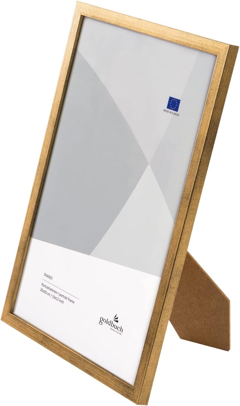 goldbuch Skandi Picture Frame, 20 x 30 cm, Single Frame Made of Real Wood, Portrait Frame for Standing, Wooden Frame with Wall Mount, Photo Frame, Gold Frame - Image 2