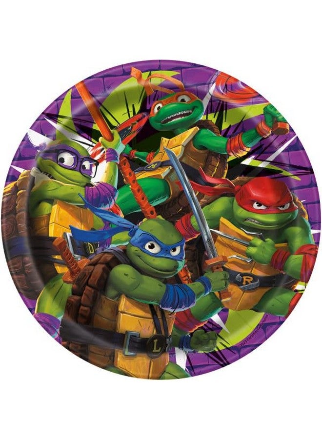Unique Teenage Mutant Ninja Turtles Tmnt Birthday Party Bundle Pack Includes 16 Dessert Cake Plates 16 Napkins 1 Table Cover 1 Happy Birthday Banner 1 Dinosaur Sticker Sheet Serves 16 - Image 2