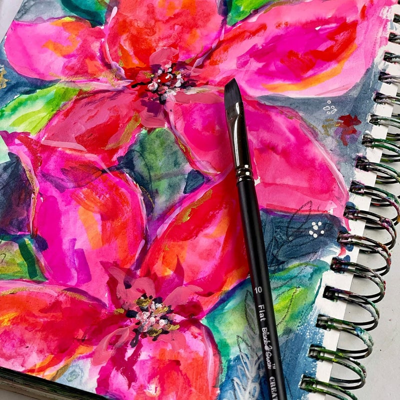 Creative Mark Black Swan Synthetic Red Sable Fan Paint Brushes - Fan Size # 8 - Professional Quality Long Handle Paint Brushes for Oil, Heavy Body Media and Acrylic - Artists of All Levels - Image 3