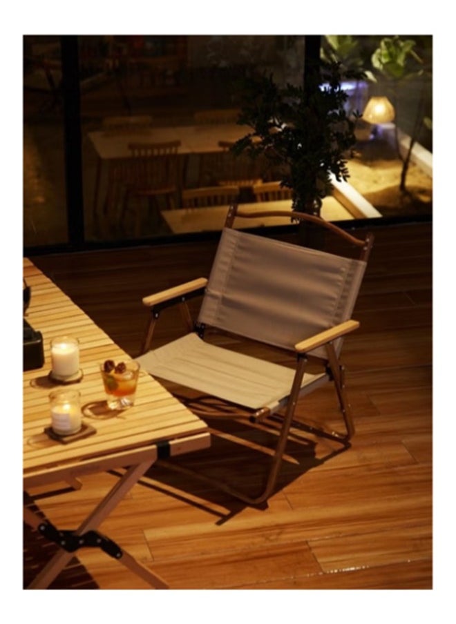 DESSINI - Portable Folding Camping Chair Lightweight Durable Picnic Fishing Chair Beige/Gold - Image 1