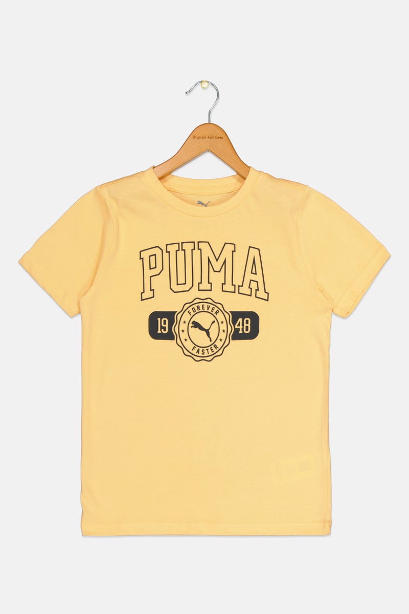 PUMA تي شيرت قصير الأكمام للأطفال الأولاد بطباعة جرافيك، برتقالي - Image 2