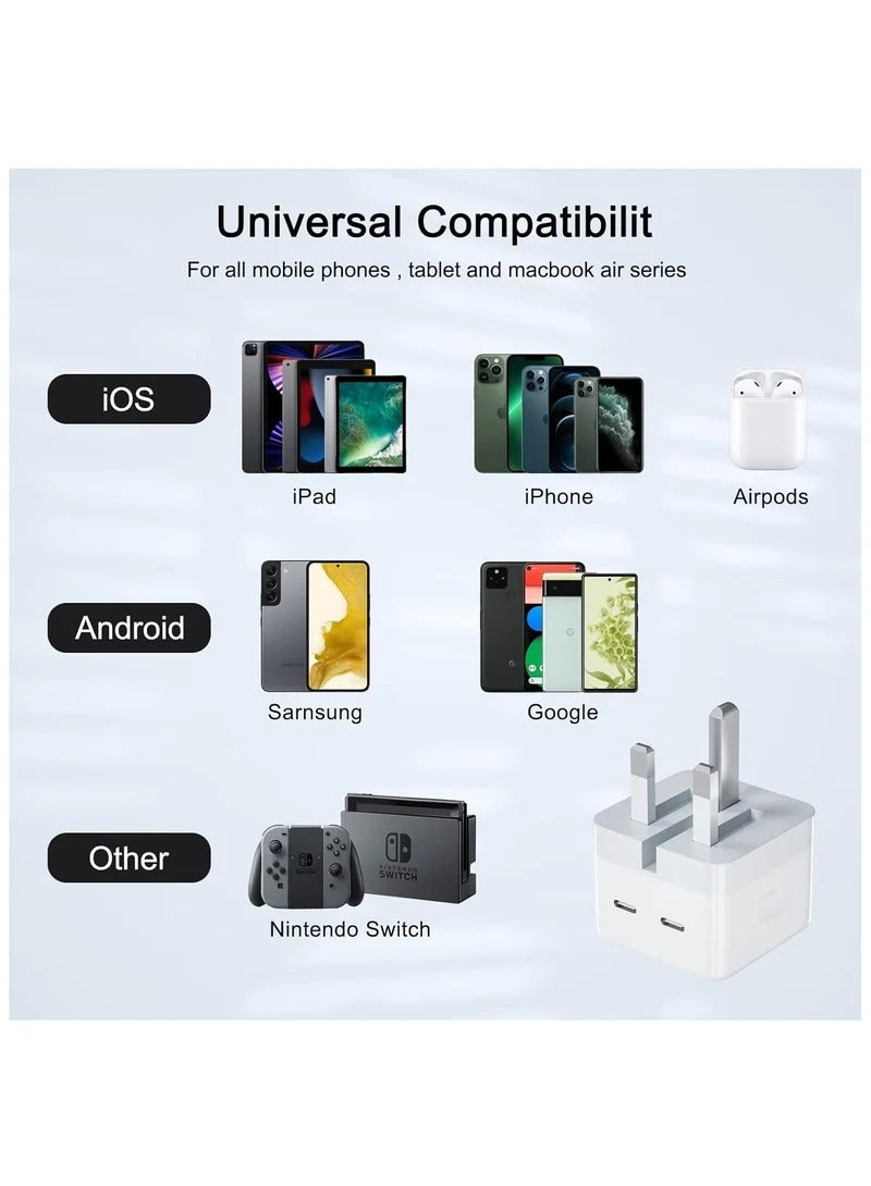 general USB C Plug, 35W Dual USB C Fast Charger Plug Power Adapter for iPhone 15/14/14 Plus/Pro/ 14 Pro Max/ 13/12/ 11/ X/Samsung/Pad/Speaker/AirPods - Image 4