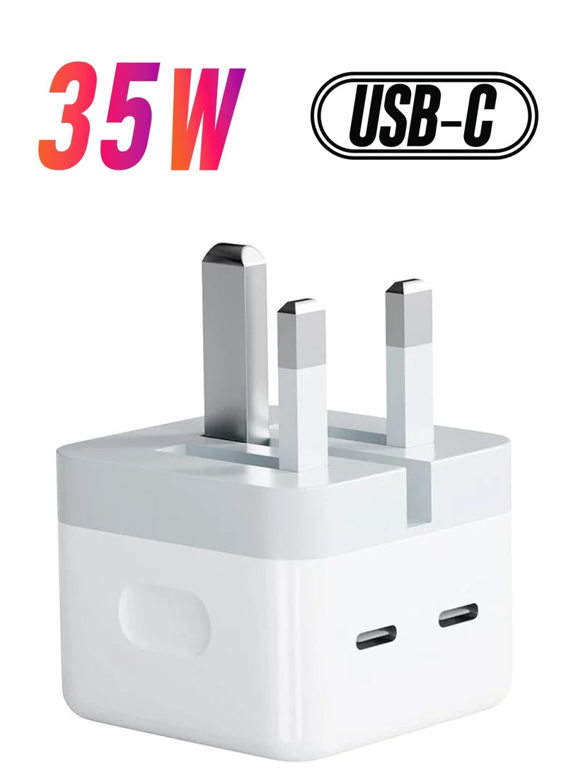 general USB C Plug, 35W Dual USB C Fast Charger Plug Power Adapter for iPhone 15/14/14 Plus/Pro/ 14 Pro Max/ 13/12/ 11/ X/Samsung/Pad/Speaker/AirPods - Image 1