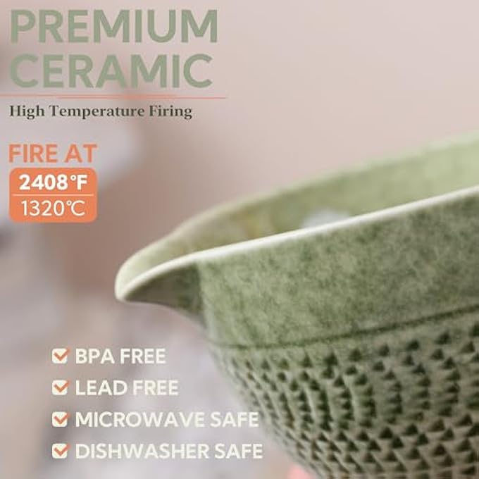 PUNNIO Japanese Matcha Bowl Glazed Ceremonial Matcha Bowl With Whisk Holder For Matcha PowderMatcha TeaJapanese Matcha 2 Color Options PrasinousSpout - Image 3