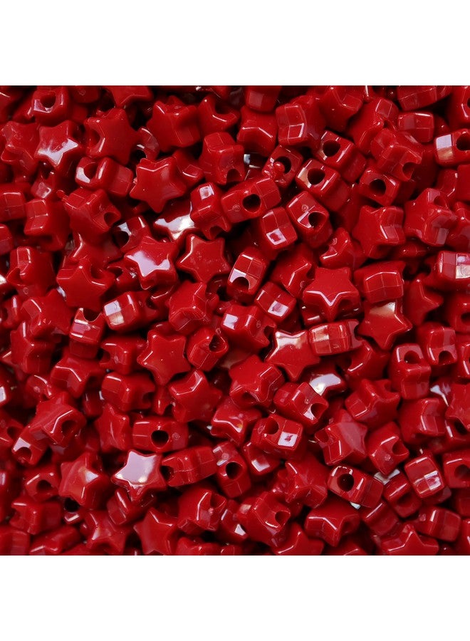 BeadExplosion Star Beads Red Opaque 13mm Pony Beads Large Hole Made in USA - Image 1