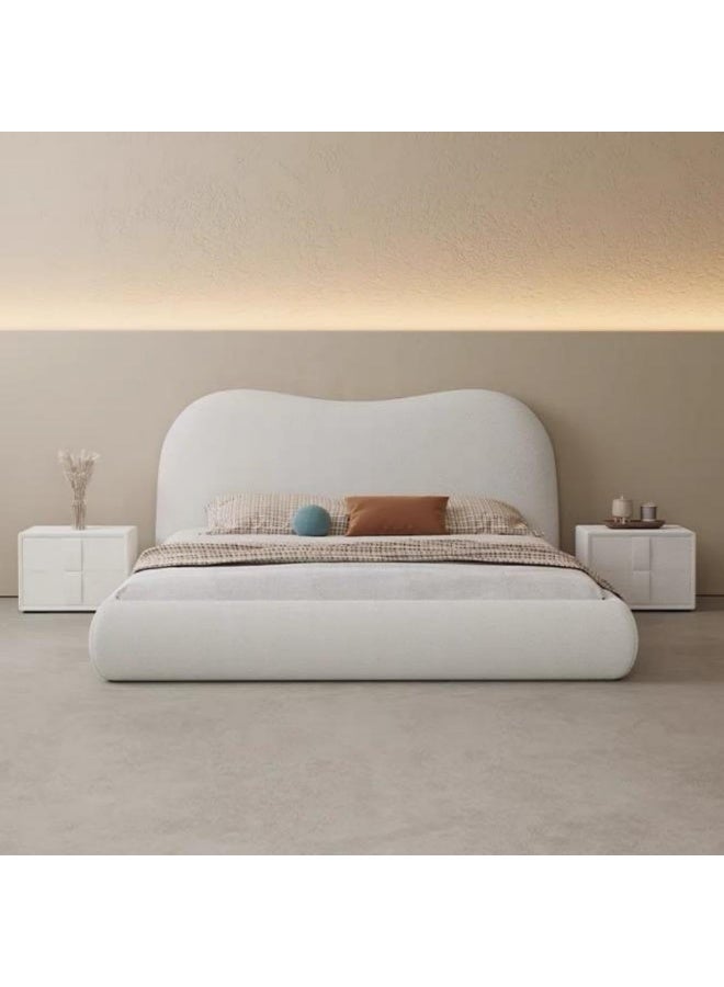 Generic Luxury Luxe Fleece Fabric King Queen Bed Frame with Mattress  - Image 1