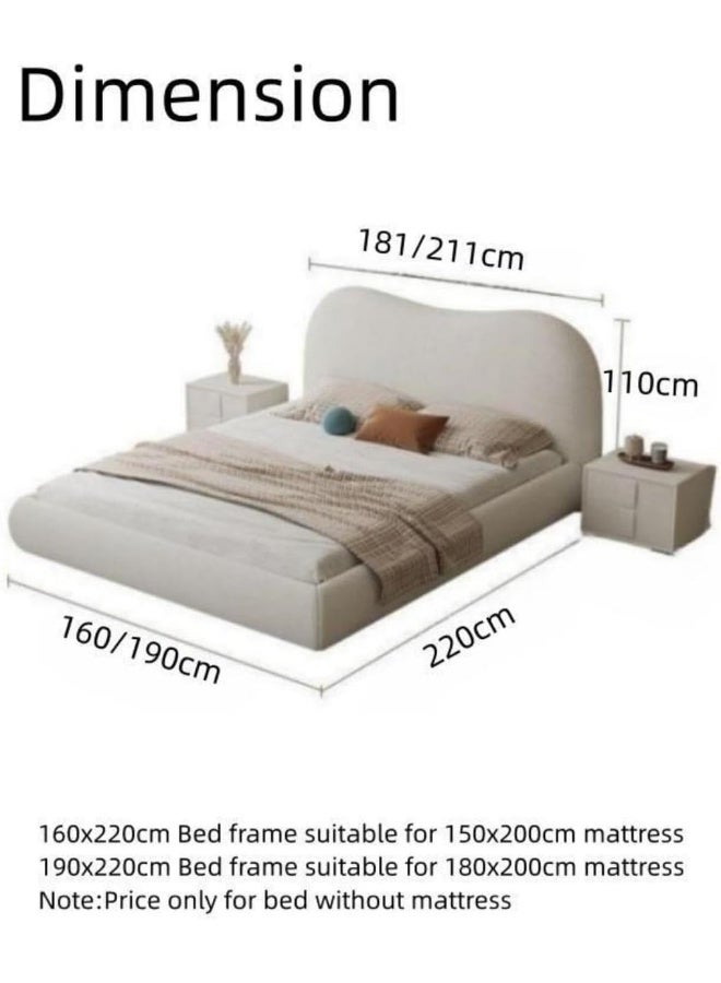 Generic Luxury Luxe Fleece Fabric King Queen Bed Frame with Mattress  - Image 2
