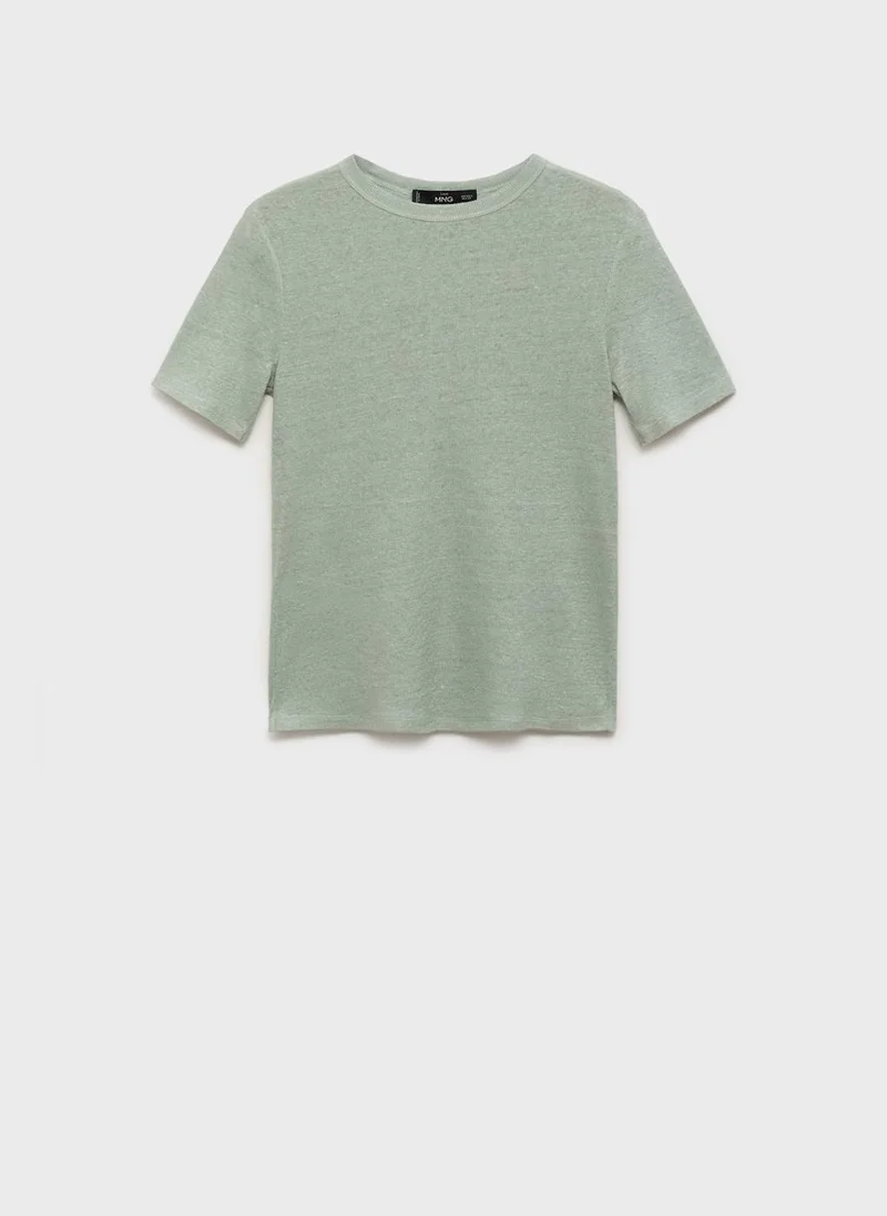 MANGO Fitted Linen T-Shirt