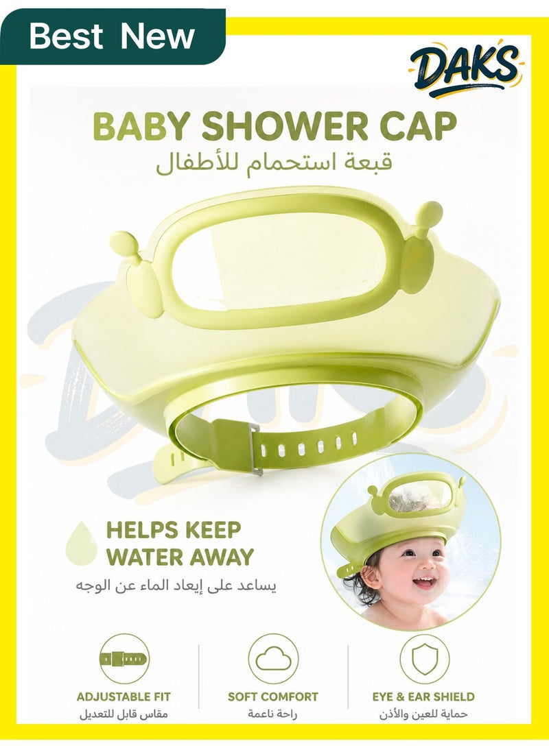 داكس قبعة استحمام للأطفال، واقي شامبو قابل للتعديل، قبعة حمام ناعمة وآمنة لحماية الأذن والعين أثناء غسل الشعر للأطفال والرضع (أخضر) - Image 1