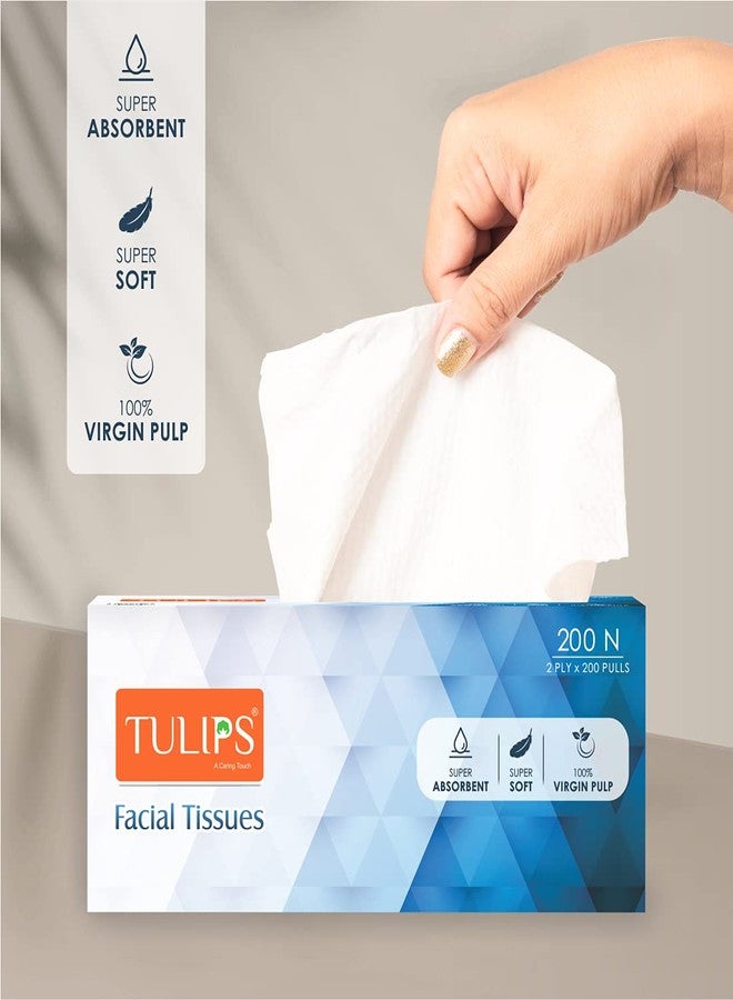 Tulips Facial Dry Tissue Paper - Super Soft, Super Absorbent & 100% Pure | 2-Ply x 200 Pulls | Gentle, Durable & Travel-Friendly Tissue for Home, Car & Office (Pack of 3) - Image 3