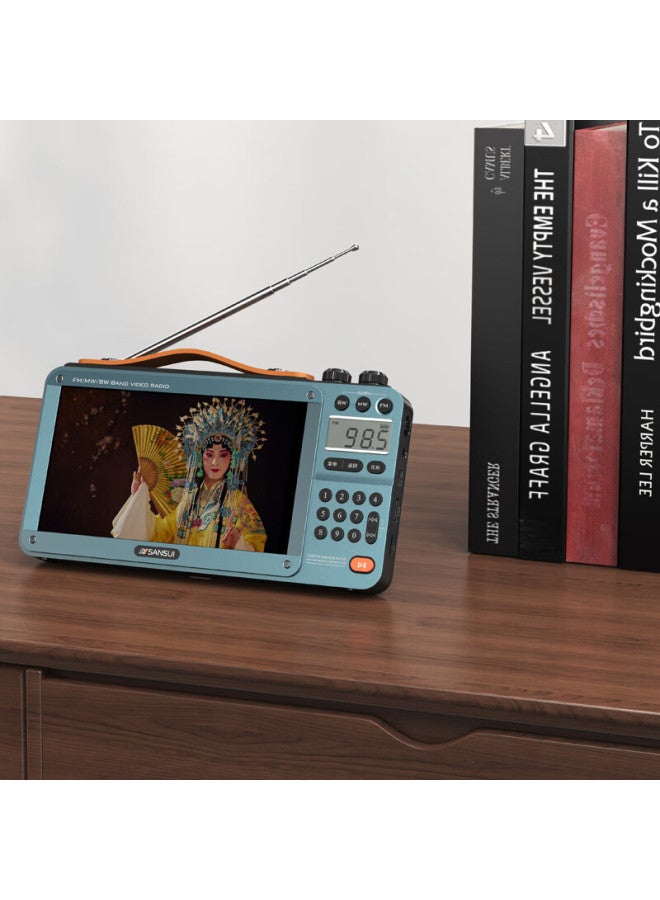 Sansui راديو M35 لكبار السن، قابل لإعادة الشحن، قابل لإدخال بطاقة، فيديو، مكبر صوت صغير، محمول، مشغل صوت شخصي، ضبط FM، راديو بث، مكبر صوت بلوتوث، مشغل موسيقى، أزرق - Image 4