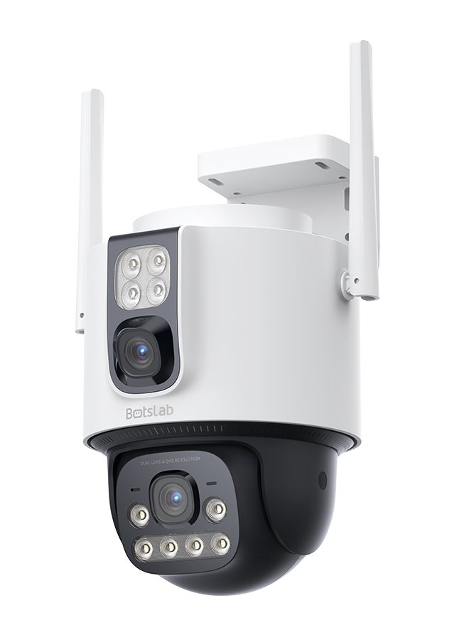 Botslab كاميرا أمان خارجية مزدوجة العدسة بدقة 2K 4MP4MP بيضاء - Image 1