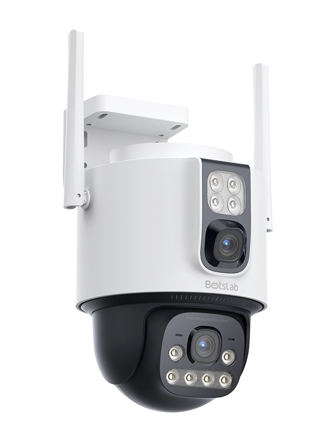Botslab كاميرا أمان خارجية مزدوجة العدسة بدقة 2K 4MP4MP بيضاء - Image 2