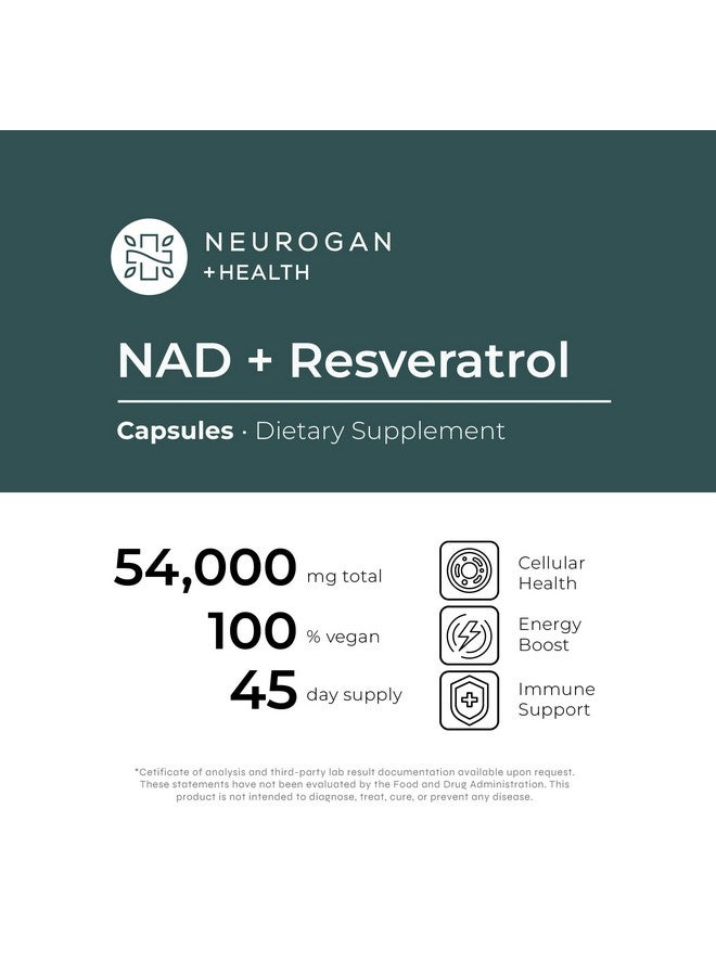 نيوروجان كبسولات Neurogan NAD+ مع ريسفيراترول بنسبة 1:1 | مكمل غذائي لدعم الطاقة الخلوية والشيخوخة الصحية | معزز ثنائي نوكليوتيد النيكوتيناميد والأدينين | 1200 مجم، 600 مجم NAD، 600 ريسفيراترول، 90 كبسولة - Image 3