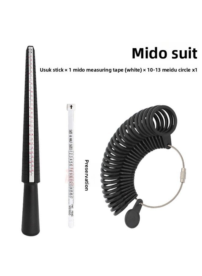 Plastic Ring Measuring Set USUK Rod Ring Ring Finger Circumference Measuring Belt Gauge Standard Three-piece Tool 