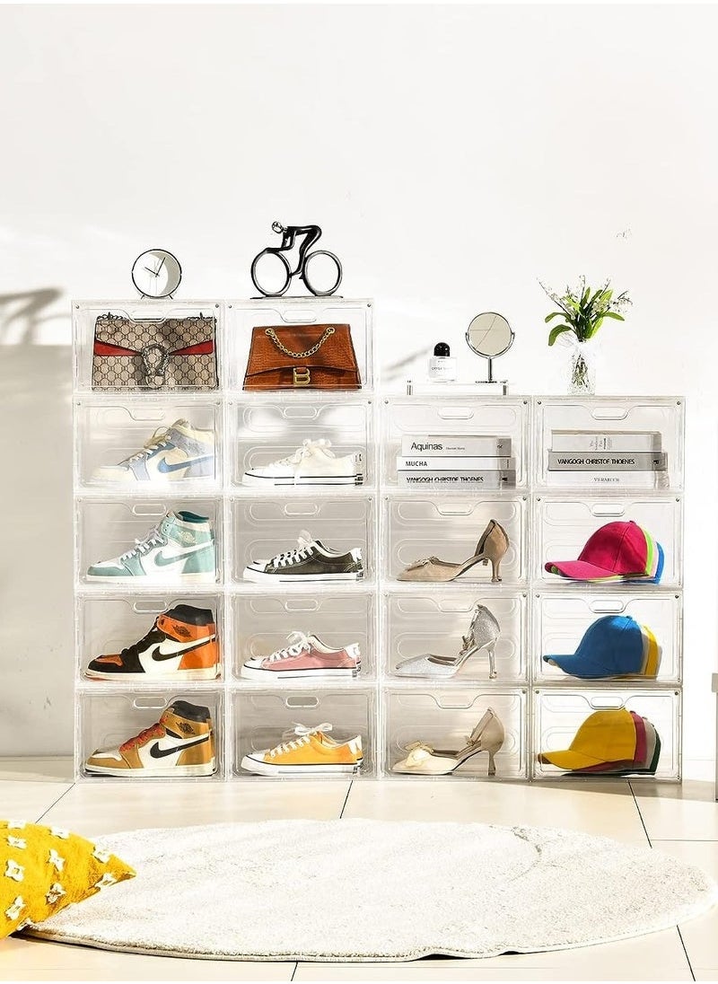 Generic - Magnetic Drop Front Shoe Box,Sneaker Box Transparent,Display Stackable Shoe Storage Sneaker, Advanced Side Opening Shoe Box - Image 1