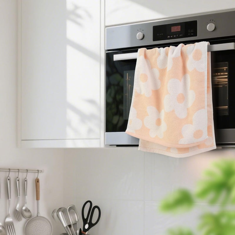 Jacquotha Floral Hand Towels for Bathroom - 2 Pack Cotton Face Towels 13" x 28", Soft Decorative with Cute Daisy Prints for Guest Room, Kitchen Decor, Pale Peach - Image 2