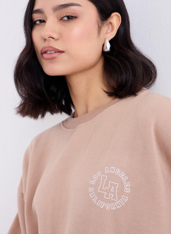 Styli Women Tan Oversized Longline Sweatshirt - Image 4