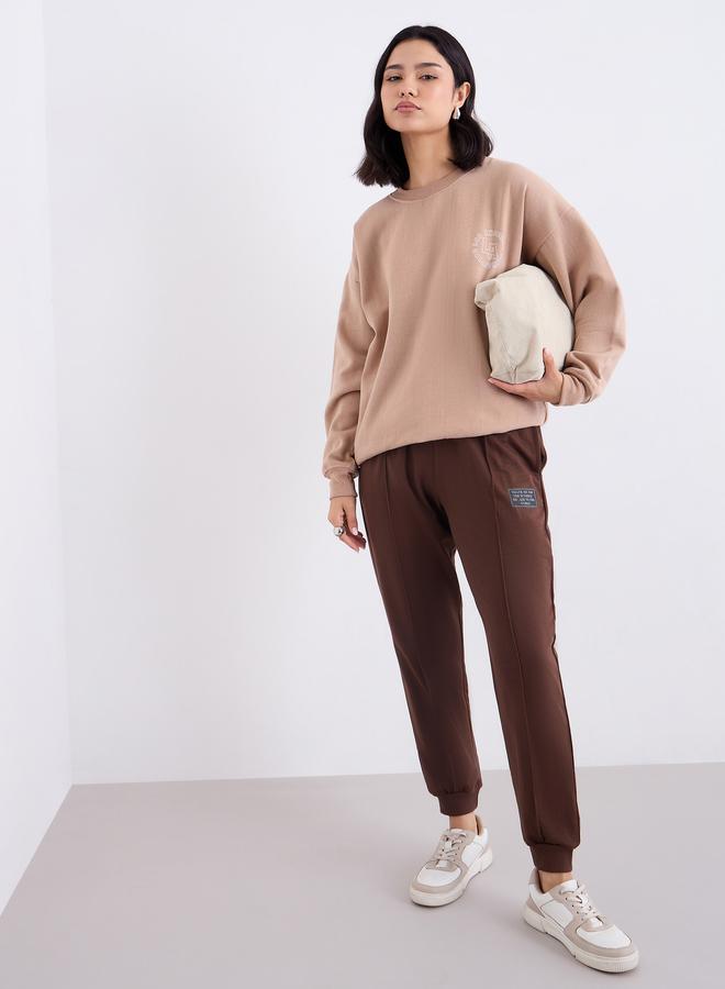 Styli Women Tan Oversized Longline Sweatshirt - Image 2