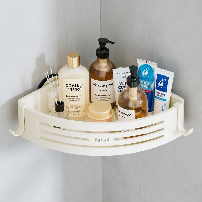 Fafua Corner Shower Caddy Suction Cup NoDrilling Hanging Shower Shelves with Hooks Waterproof Rustproof Removable Shower Organizer for Bathroom Storage - Image 2