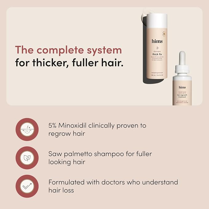 HIMS & HERS hims Thick Fix Shampoo & Minoxidil 5% Serum, Saw Palmetto, Eucalyptus - Image 2
