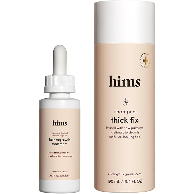 HIMS & HERS hims Thick Fix Shampoo & Minoxidil 5% Serum, Saw Palmetto, Eucalyptus - Image 1