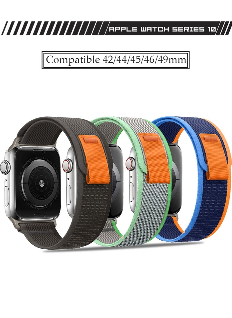 IINE Apple Watch Series 10 Band 42mm 44mm 45mm 46mm 49mm Nylon Woven Sport Strap for iWatch Series 10 ,Comfortable Braided Rugged Strap for iWatch Women Men Multicolor,3PCS  - Image 1