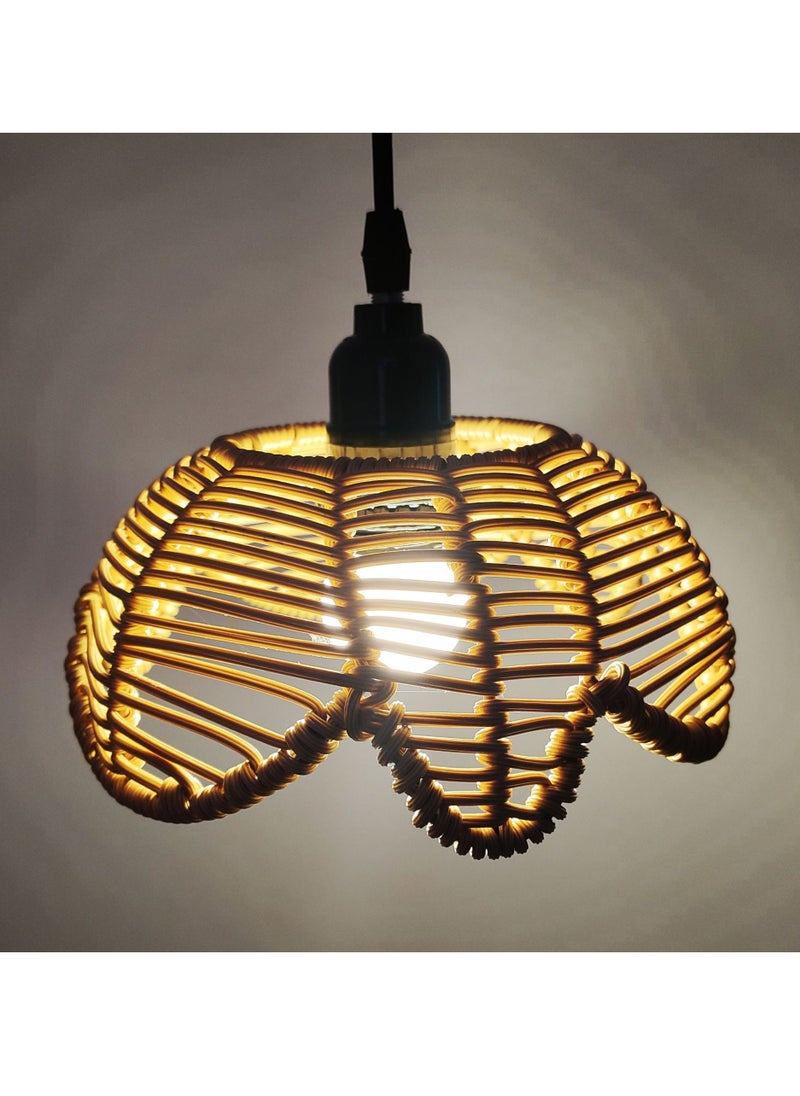 Mei Lifestyle Hand Woven Rattan Cage Pendant Light Cover with Aesthetic Design (Size 25x30CM)  - Image 1