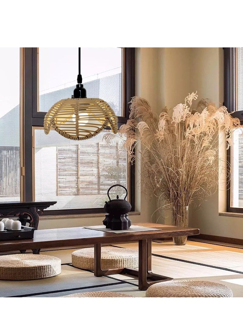 Mei Lifestyle Hand Woven Rattan Cage Pendant Light Cover with Aesthetic Design (Size 25x30CM)  - Image 2