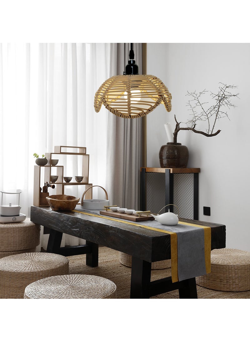 Mei Lifestyle Hand Woven Rattan Cage Pendant Light Cover with Aesthetic Design (Size 25x30CM)  - Image 4